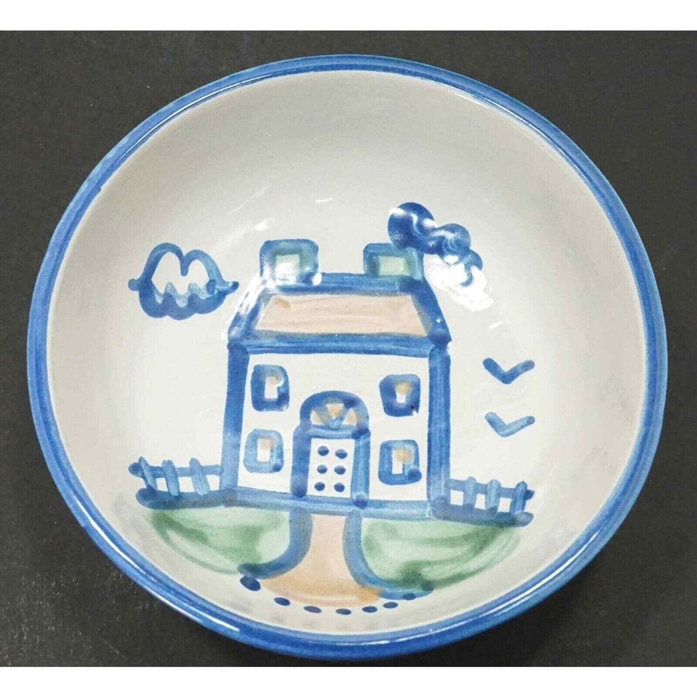 M A Hadley Stoneware Pottery Cereal Soup Bowl HOUSE Design 5.5" Diameter 2" Tall